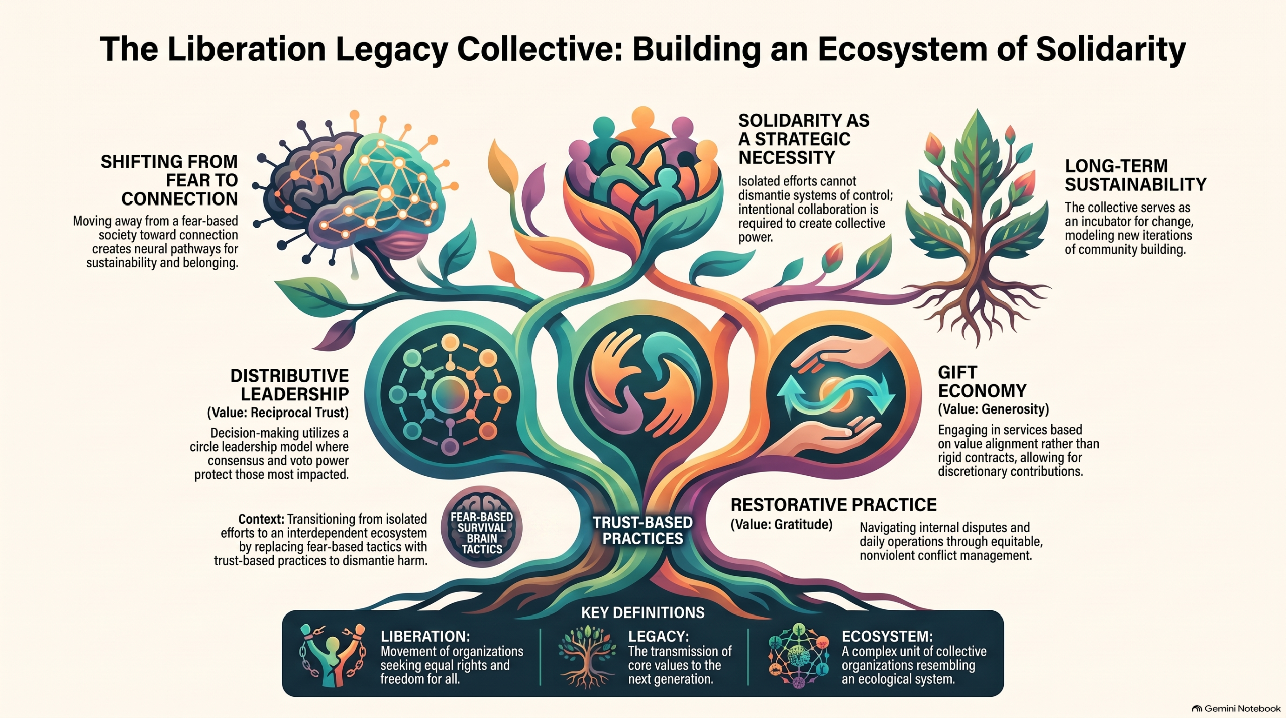 Building an Ecosystem of Solidarity infographic for Liberation Legacy Collective